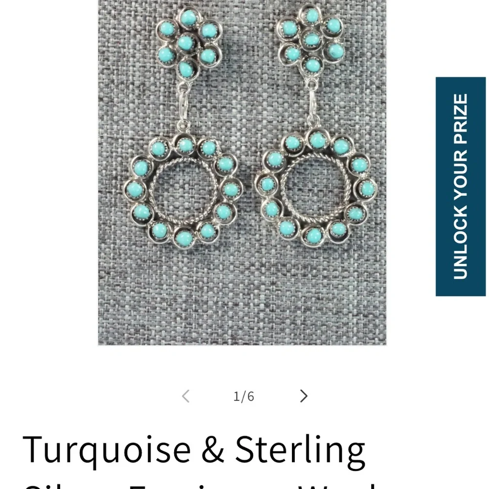 Turquoise Silver Dangle Earrings - Picture 4 of 4
